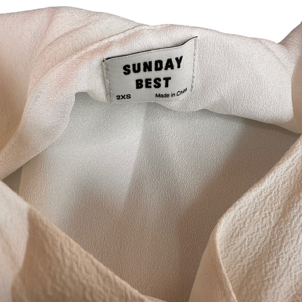 Sunday Best Aritzia White Viscose Ruffly Tie-Front Blouse Size XXS - Picture 5 of 10